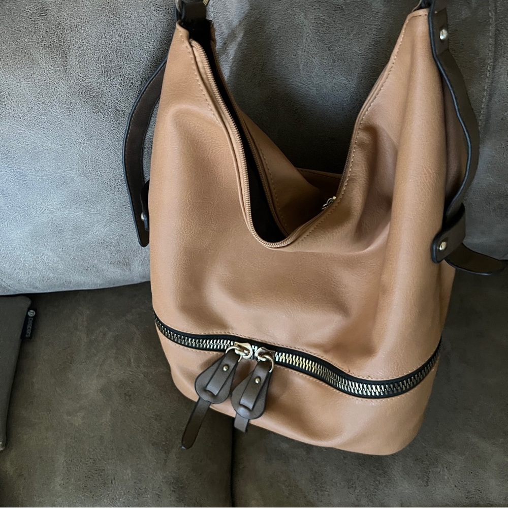Tan Leather Hobo Bag